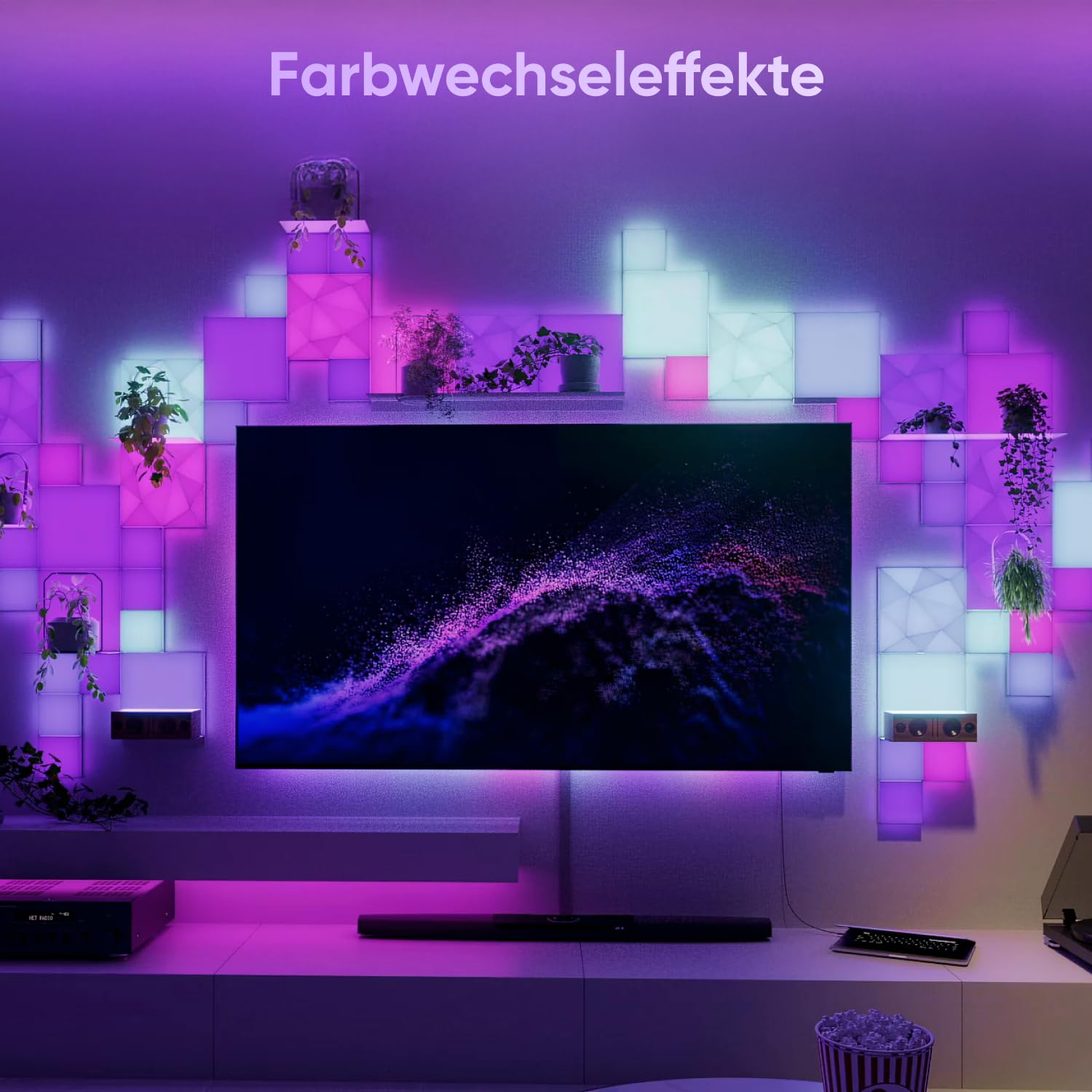 Nanoleaf Blocks Starter Kit | 10 Quadrate RGBW Wandlampen diffus Beleuchtung, Musik & Bildschirm Sync, WLAN App- & Sprachsteuerung (kompatibel mit Alexa, Apple & Google Home), Deko & Gaming 6