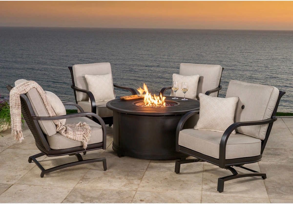 Amazon Com Bellafina 5 Piece Fire Chat Set Garden Outdoor