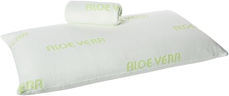 AmazonBasics - Nackenstützkissen aus Visco-Memoryschaum mit Aloe Vera Kissenbezügen (2 Stk.), 80x40x15 cm
