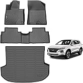 AIPOIL® Floor Mats & Cargo Liner Set for 2019-2020 Hyundai Santa FE All Weather Protection TPE Anti-Slip Automotive Full Set Custom Car Mats Accessories - Black