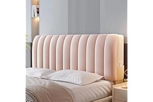 CXLT Crystal Velvet Bed Headboard Covers Short Plush Upholstered Stretch Bed Head Cover Bed Headboard Slipcover Double Single Queen King Head Board Dustproof Protector for Bedroom Décor(150cm,Pink)