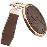 QBUC for Hyundai Key Fob Cover with Key Chain (Brown, 7 Buttons) | Upper Leather + Soft TPU Car Key Case for Hyundai Ioniq 6 Grandeur GN7 KONA Elanrtra Santa Fe Tucson (2023-2025) Sonata