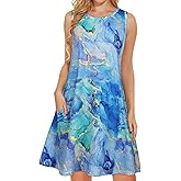 elescat Women's Summer Dresses 2026 Beach Casual Sleeveless Floral Print Tank Loose Sundress with Pocket