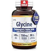 Herba Glycine Supplement 750mg - 180 Capsules | >99% Ultra Pure Glycine Capsules | Free-form Proteinogenic Amino Acids Supple
