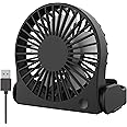 GRANDFAST Small Desk Fan, 3 Speeds Silent Travel Fan, Portable mini Desktop Fan, 180° Foldable Table Fan, USB Powered Cooling Fan for Bedroom Home Office Outdoor Trip