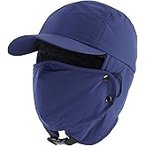 Home Prefer UPF50+ Waterproof Mens Earflaps Winter Hat Fleece Lined Trooper Trapper Hat for Hunting Fishing Hiking