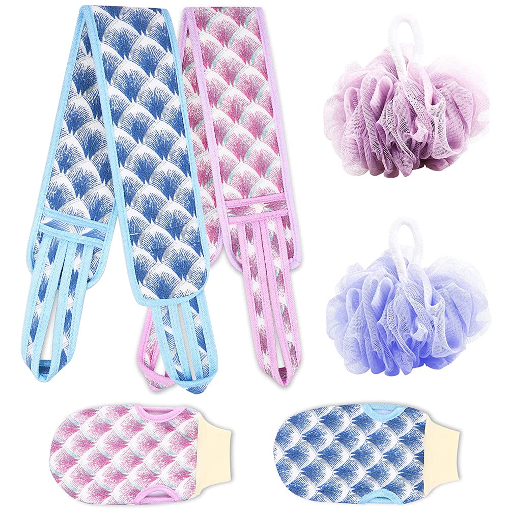6Pcs Exfoliating Back Scrubber Set,Back Skin Deep Clean,Dead Skin Remove Body Scrubs,Shower Gloves Exfoliating Body,Body Scrubs Skin Cleaning,Suitable for Clean Use On All Parts of The Body