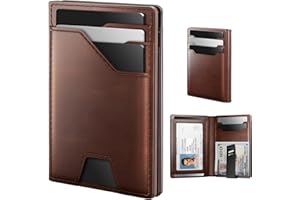 typecase Leather Wallet for Men Card Holder: Premium Genuine Leather, RFID Blocking, Slim, Minimalist, Front Pocket - 15 Cards Capacity | ID Window | Money Clip (Brown)