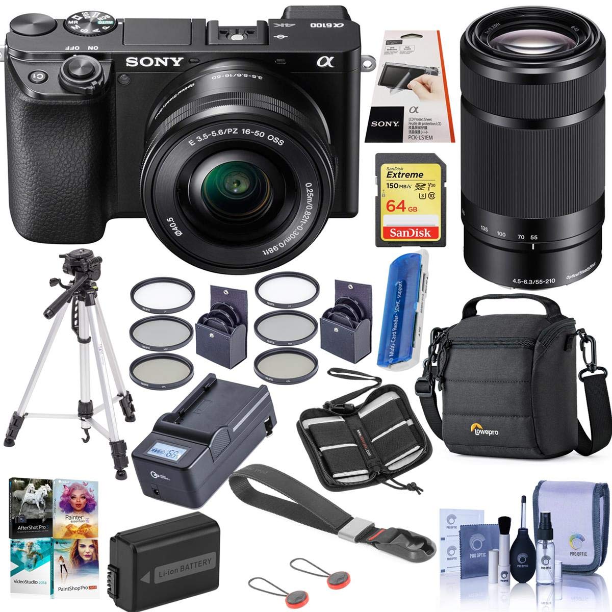 Sony Alpha a6100 Mirrorless Digital Camera with 16-50mm & 55-210mm Lenses - Bundle with Camera Case,