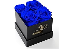 DHOEM Preserved Rose in A Box,Forever Roses Birthday Gifts for Mom,Real Rose Flowers for Delivery Christmas Day and Valentines, for Women Girlfriend Wife Grandma Her(Royal Blue)