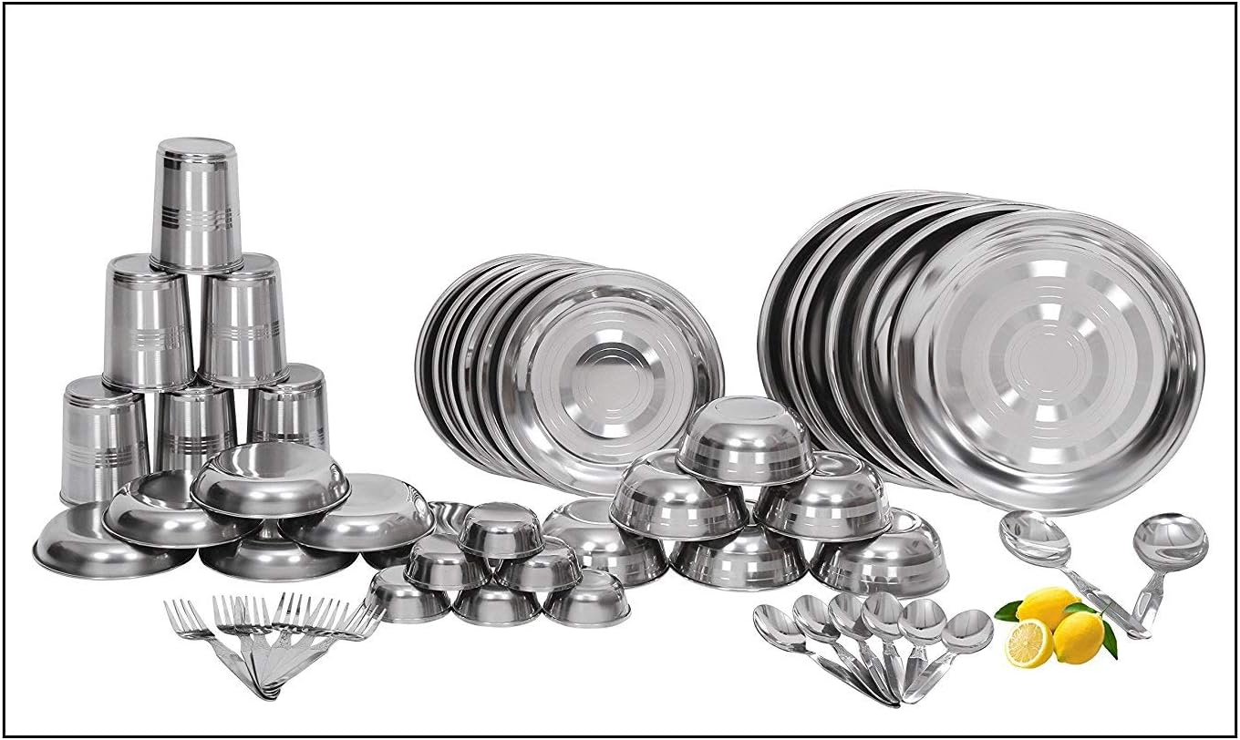 RIDDHI Stainless Steel Dinner Set - 50 Pieces, Silver
