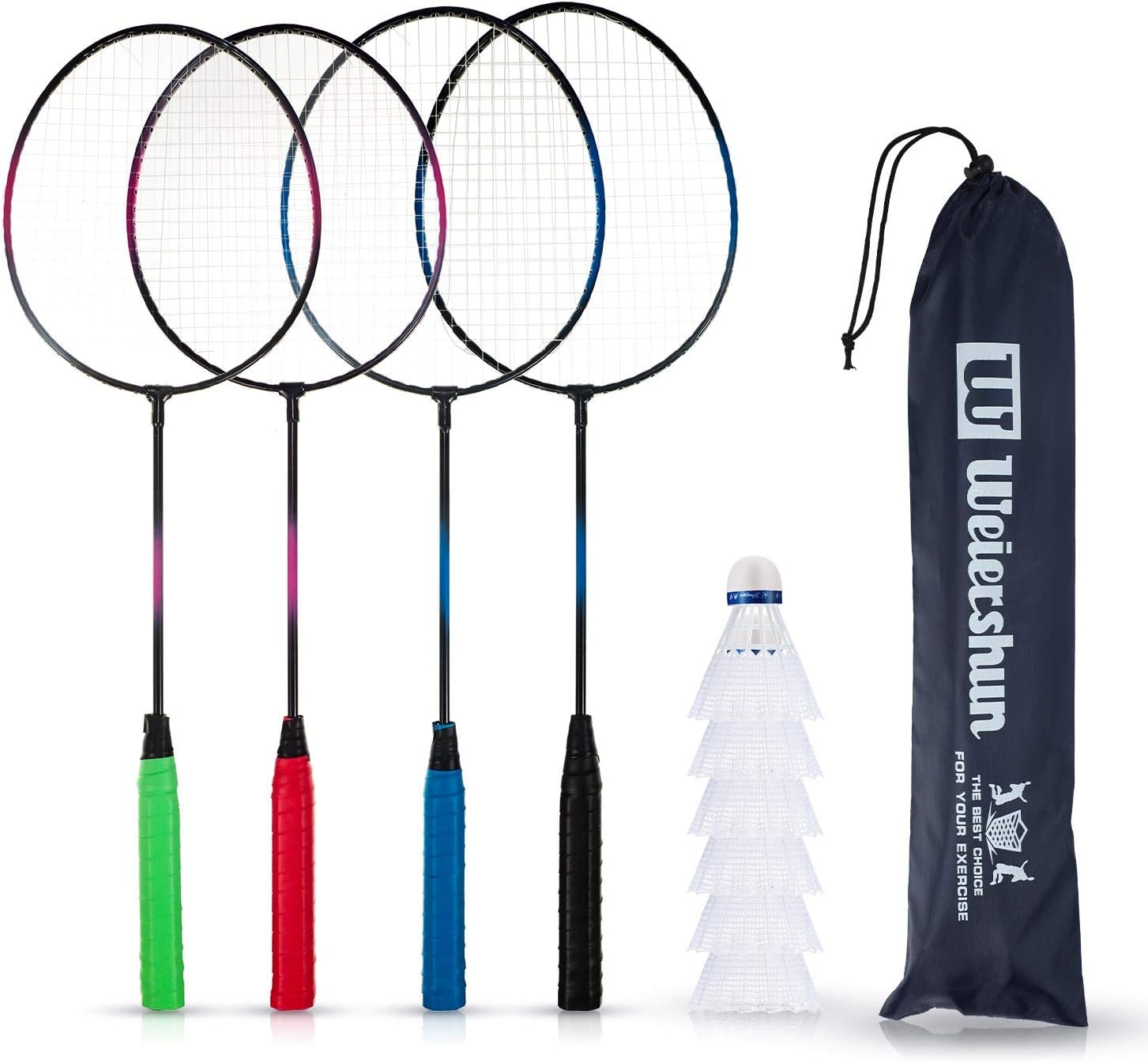 11 Pieces Complete Badminton Set, 9.8 feet Portable Net, 4 Rackets, 6 Shuttlecock for Starters, Family, Ball Games Outdoor Team Sports : Sports & Outdoors