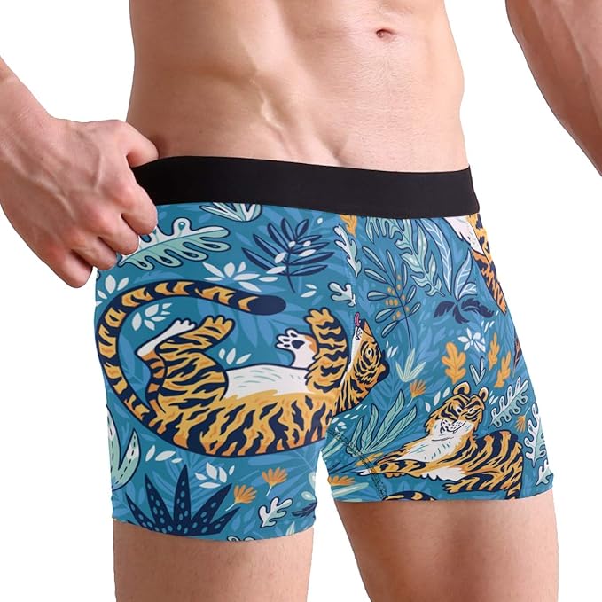 Cute Animal Tiger Boxer Briefs for Men Boys Youth Soft Comfort