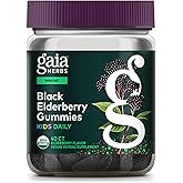 Gaia Herbs GaiaKids Black Elderberry Daily Gummies for Kids - Delicious Immune Support Supplement - Certified Organic Black Elderberries for Immune System Support - 40 Gummies (40-Day Supply)