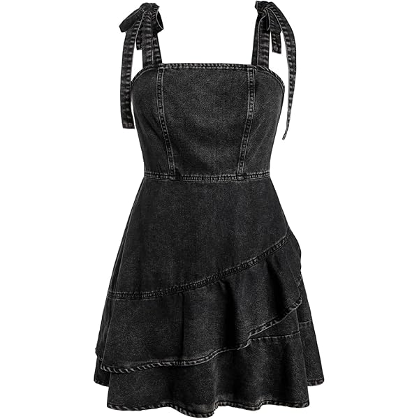 denim mini dress black TACSTRUN Women's Summer Denim Mini Dress Sleeveless Bow Straps Cute  Babydoll Dress Trendy Short Jean Dress,Dark Blue,S, Small at Amazon Women's  Clothing store
