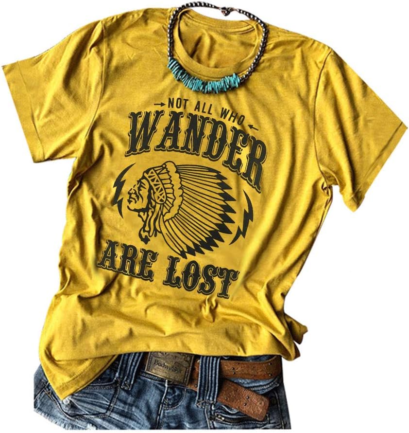 Womens Compass Graphic Tees Not All Who Wander are Lost Print Shirts Travel Casual Tops