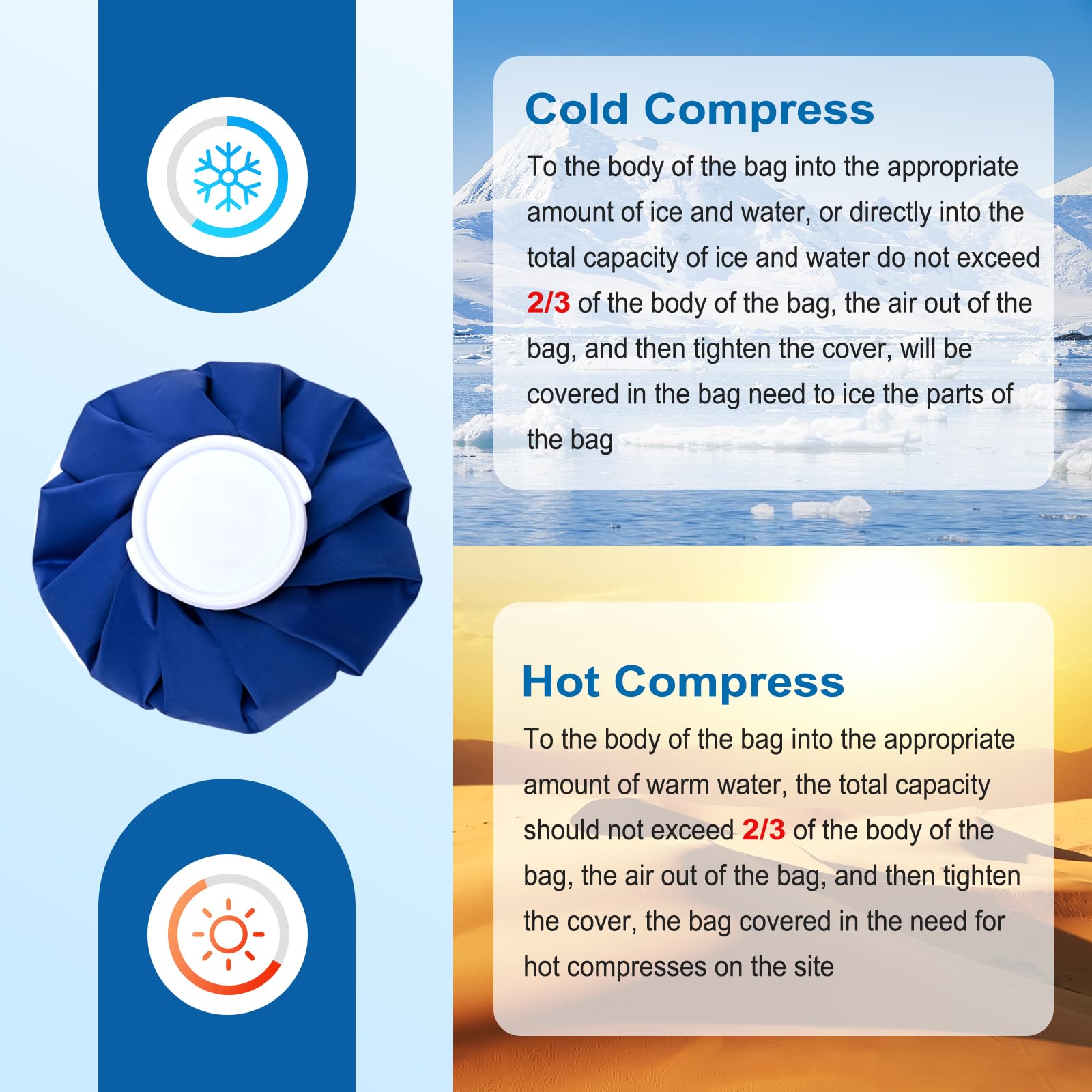 Ice Bag for Injuries, Upgrade Ice Pack for Injuries, A Cold Pack That Can Relieve Pain in All Joints of The Body, Suitable for Every One of Our Loving Homes, Ice Bags 9 Inch, Blue