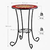 VONLUCE Mosaic Side Table 36cm Ceramic Top Indoor Outdoor Red view 3