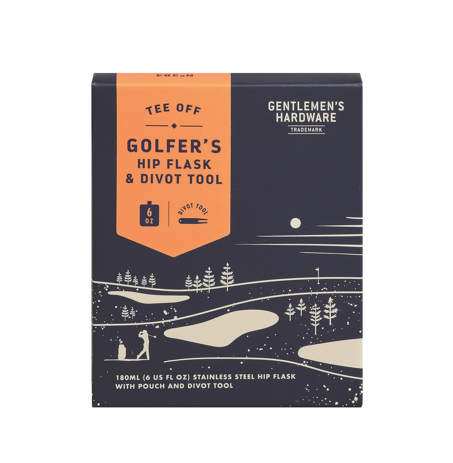 Gentlemen's Hardware Golf Accessory, 2-Piece, Hip Flask & Divot Tool Set