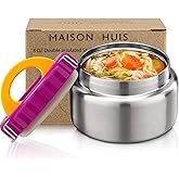 MAISON HUIS 8oz Soup Thermo Wide Mouth Vacuum Insulated Thermo Jar, Leak Proof Stainless Steel Food Container for Hot&Cold Food Kids Lunch Soup for School Travel (Purple)