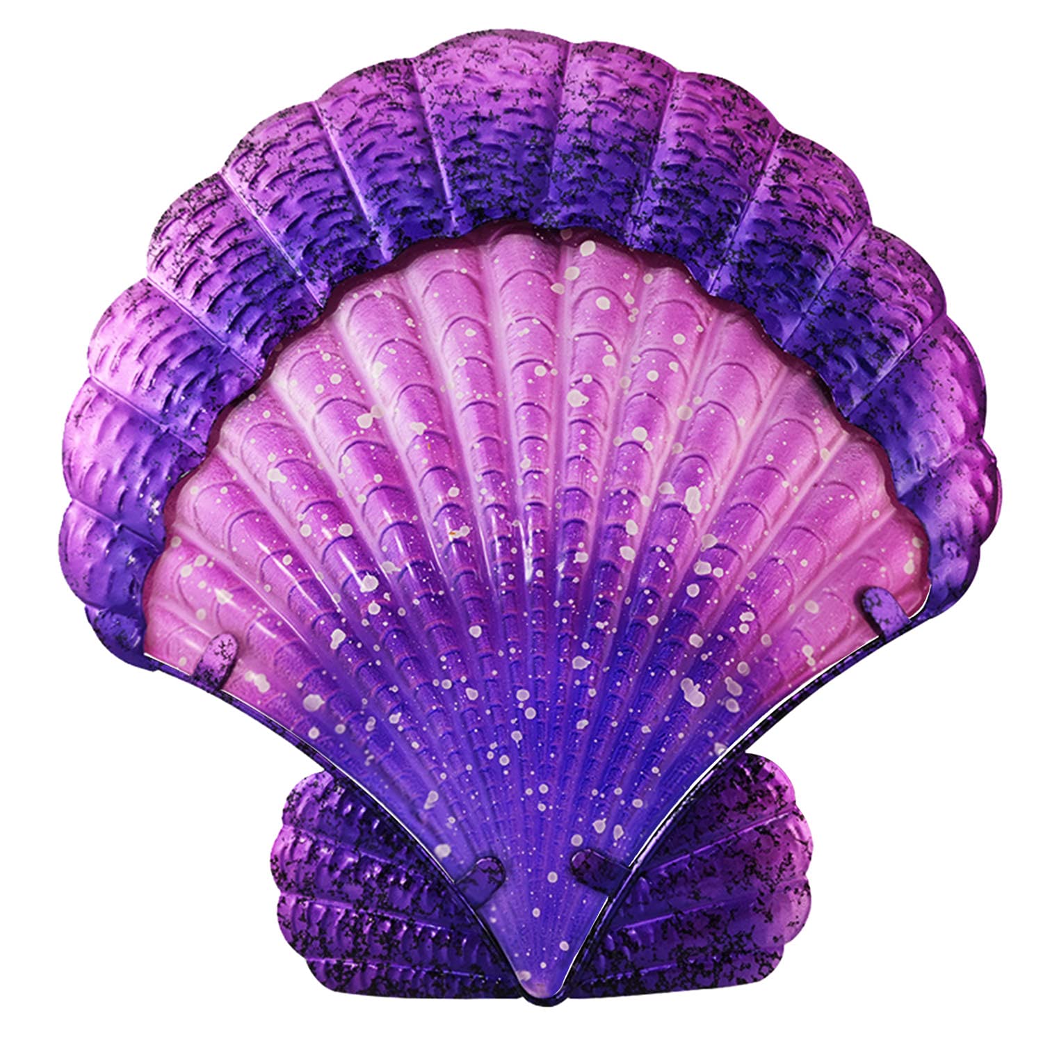 Bownew Shell Wall Decor Outdoor Metal Scallop Hanging Art Glass Blue Ocean Theme Decorations for Home, Pool and Patio - Purple