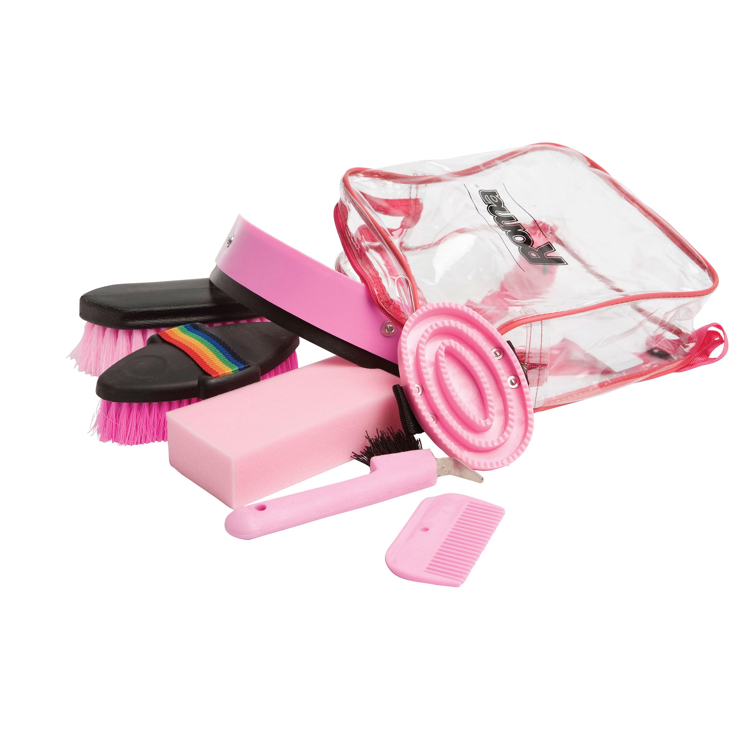 Roma backpack, 7 pieces toiletries, pink