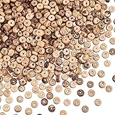 OLYCRAFT 496PCS Coconut Shell Beads 5.5mm Natural Coconut Shell Rondelle Beads Summer Beach Theme Flat Round Coconut Beads Strands for Bracelet Necklace Jewelry Making DIY Craft Summer Decoration