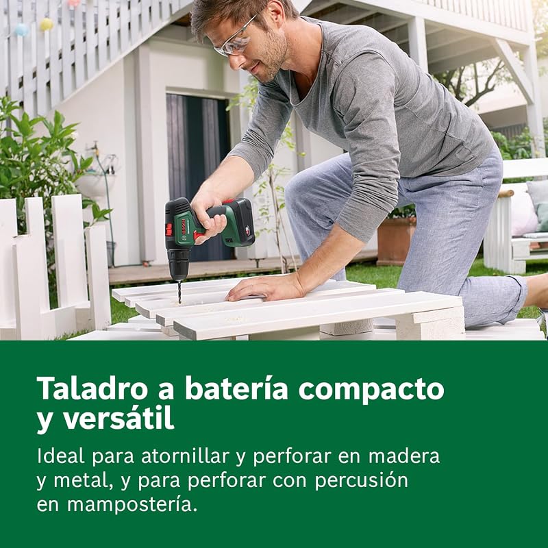Furadeira e chave de fenda sem fio bosch home and garden universaldrill, 18 v, 2 baterias, sistema 18 v, em caixa, verde