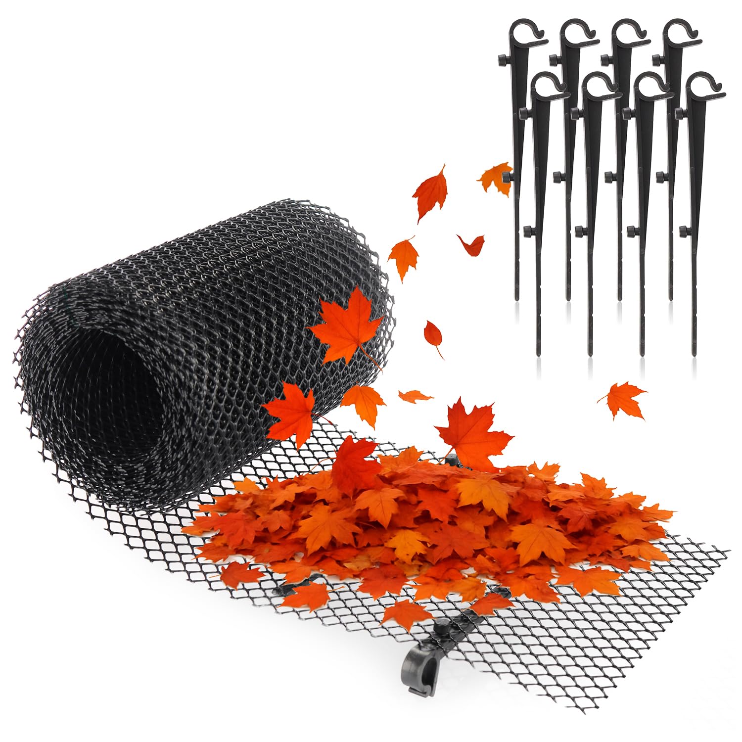 COM-FOUR® 6 meter roll of gutter protection for house, carport, stable with 8 clamps - cuttable - gutter protection set (Set 1 - Roll 6m / 8 clips) — image 1