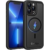 COOLQO Magnetic for iPhone 13 Pro Case, Dual Layer Matte Scratch-Resistant, Black