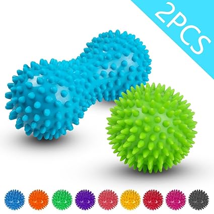 Nlife Peanut Spiky Massage Ball Therapy Massage Ball Double Massage Ball Single Massage Ball Perfect For Myofascial Release Plantar Fasciitis