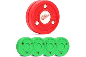 Green Biscuit Hockey Puck - 4 Pack Original Off Ice Hockey Pucks with 1 NHL Puck and GB Stickers - Official Street Hockey Puck to Improve Stickhandling and Passing Skills