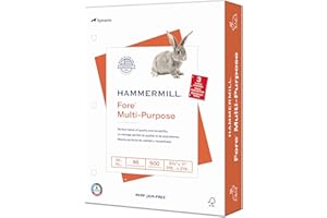 Hammermill Printer Paper, Fore Multipurpose 20 lb Copy Paper, 3 hole - 1 Ream (500 Sheets) - 96 Bright, Made in the USA