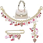 NVENF 3PCS Bag Charms Turquoise Strawberry Purse Charms for Handbags Cute Strawberry Keychain Western Purse Chain for Women Fashion Accessories (Pink 1)