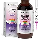 NATISLAND Zeolite Detox for Kids, 200mg Clinoptilolite Zeolite Drops Liquid Gentle for Kids Adults, with Methyl Vitamin B12, D3 & C, Cleanse and Energy, Blueberry Flavor, 2 Fl Oz