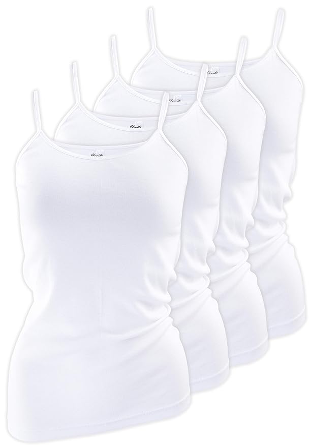 Yenita 2-4-6 oder 8 Stück Damen Spaghetti Top - Unterhemden mit dezent glänzender Satinbandeinfassung
