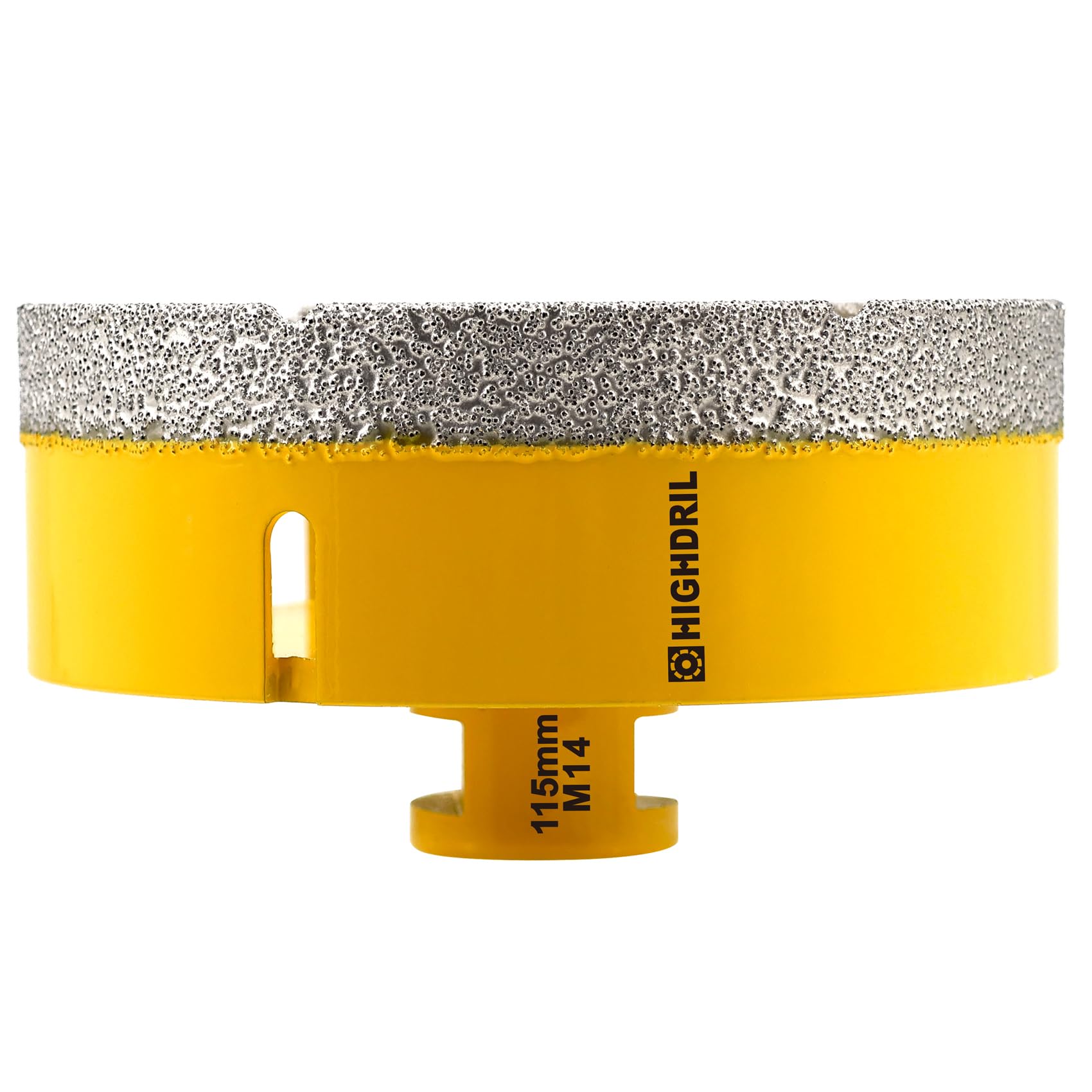 HIGHDRIL Diamond Core Drill Bit - 4-1/2"(115mm) with M14 Thread Dry drilling for Porcelain Tile Ceramic Granite Marble Stone Masonry Brick for Angle Grinders