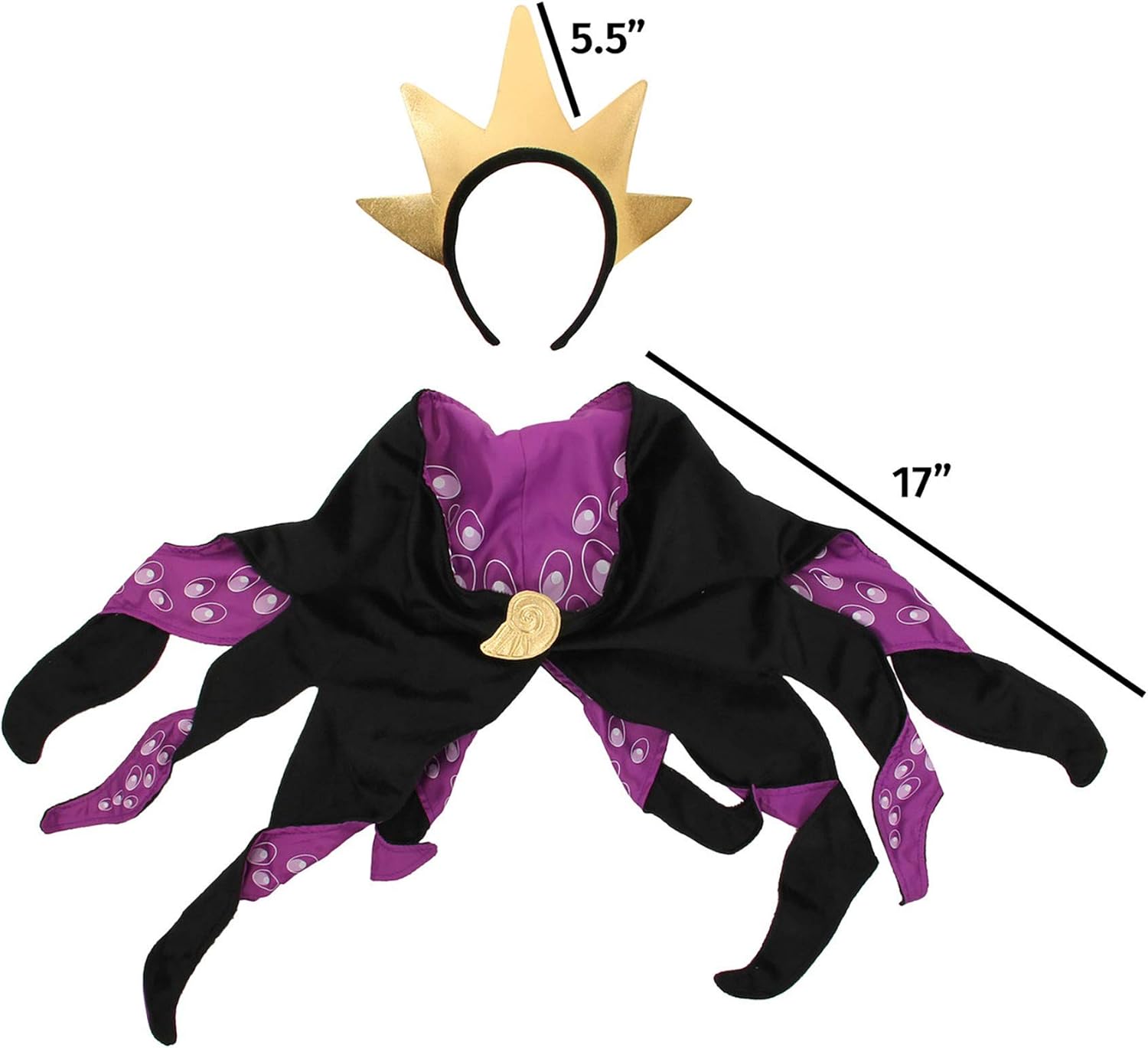 elope Disney Ursula Costume Headband and Collar for Women Black/Purple: Clothing