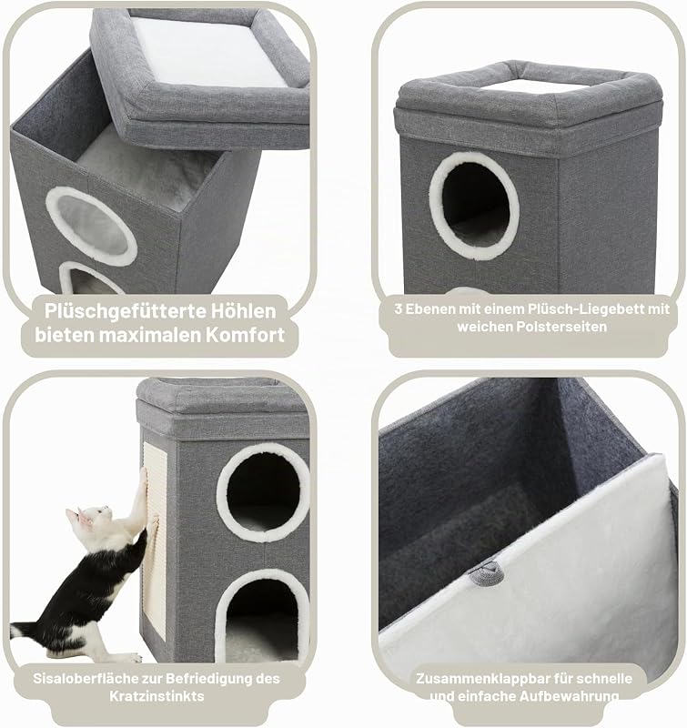 Cat Tower Saul, 64 cm, grau