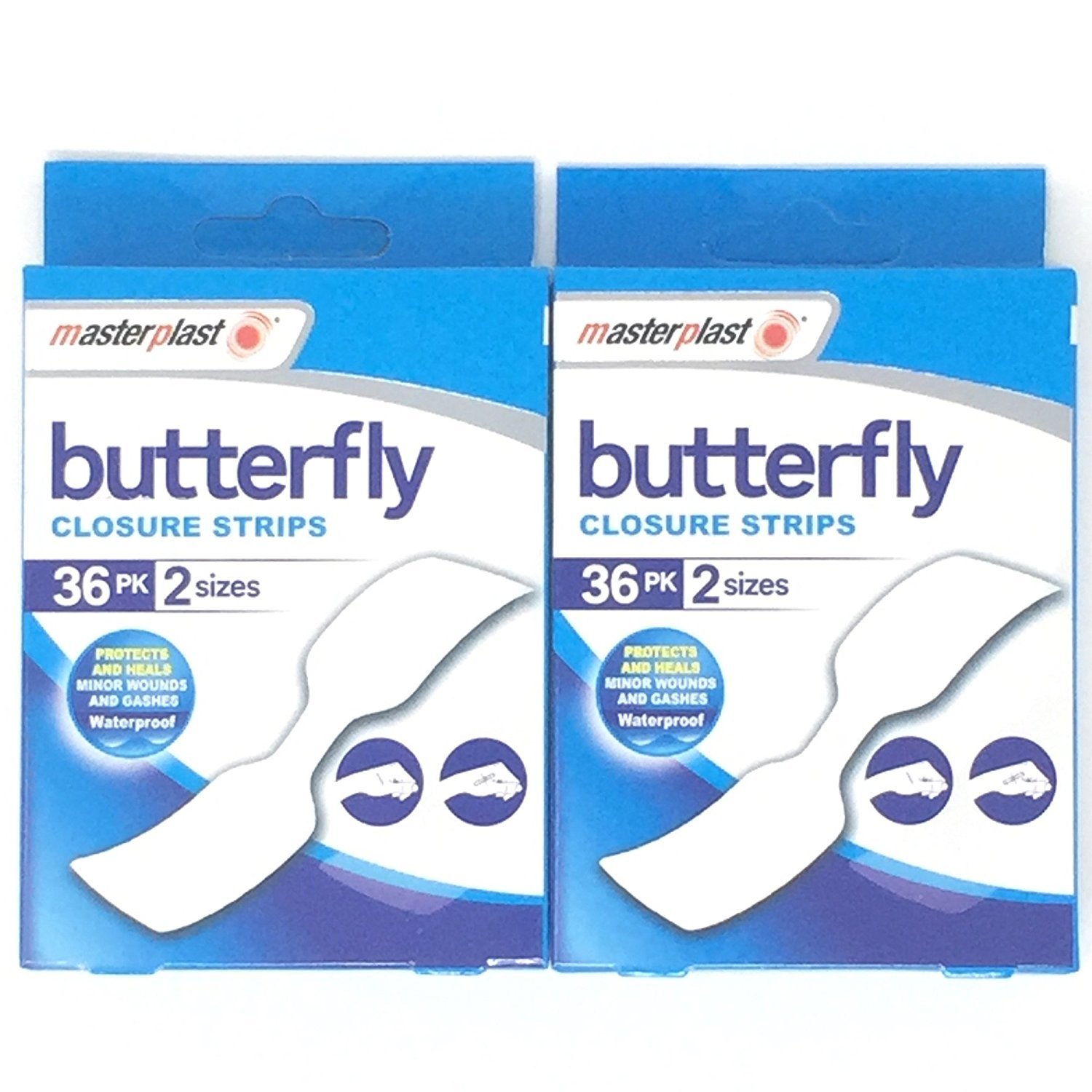 Masterplast Butterfly Closure Strips, Waterproof Plasters - 2 pack - 72 in total