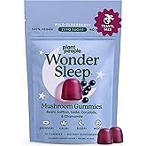 Plant People WonderSleep Mushroom Gummies Supplement Mini with Reishi Super Mushrooms, Saffron, Wild Elderberry Flavor No Sugar Vegan-Friendly & Gluten-Free Trial Size