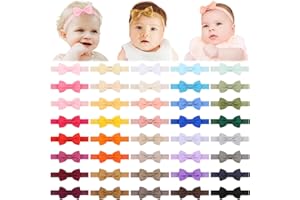 jollybows 40pcs Baby Girls Bows Headbands Elastic Hairband Ribbon Bow Hair Accessories for Newborns Infants Toddlers and Kids