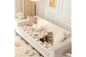 SmoBea Couch Cover for Dogs Washable, Funny Fuzzy Pet Couch Covers for Sofa, Couch Protector for Dogs Plaid Protective Couch Cover, Anti-Slip Dog Bed Sofa Cover (27.6 * 59", Light Brown)