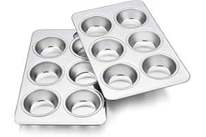 TeamFar Muffin Pans for Baking, Cupcake Pan Tray Set for Making Cakes Cornbread Quiche and More, Healthy & Non Toxic, Oven & Dishwasher Safe - Set of 2