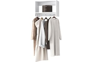 MODCART Tall Hanging Closet Unit, Modular Closet System, Wood Closet System Organizer with Storage for Walk in Closets, Clothing Rack Wardrobe Closet for Hanging Clothes, Bedroom, White, 19.5" W