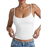 AURUZA Tank Tops for Women, Camisole Tops Double Lined Sleeveless Going Out Summer Tops Basic Spaghetti Strap Cami Shirts