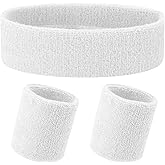 Yolev 3Pieces Sweatband Set, Sports Headband and Wristbands, Set of 1 Headband and 2 Wristbands, for Athletic Men and Women, Black and Neon Green, One Size(Light Green)