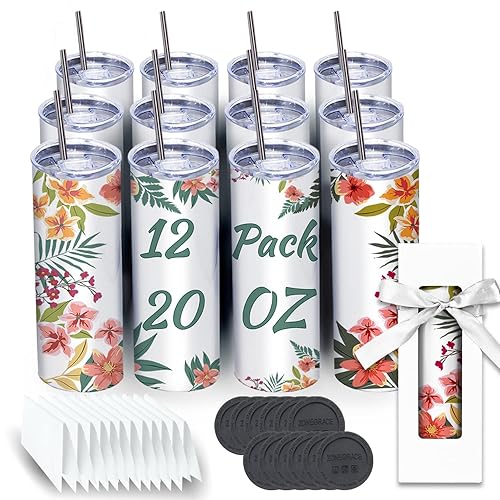 12 Pack Sublimation Tumblers bulk 20 oz Skinny,Stainless Steel Double Wall  Insulated Straight Sublimation Tumbler Cups Blank White with Lid, Straw,  Individually Box,Polymer Coating for Heat Transfer in Dubai - UAE |