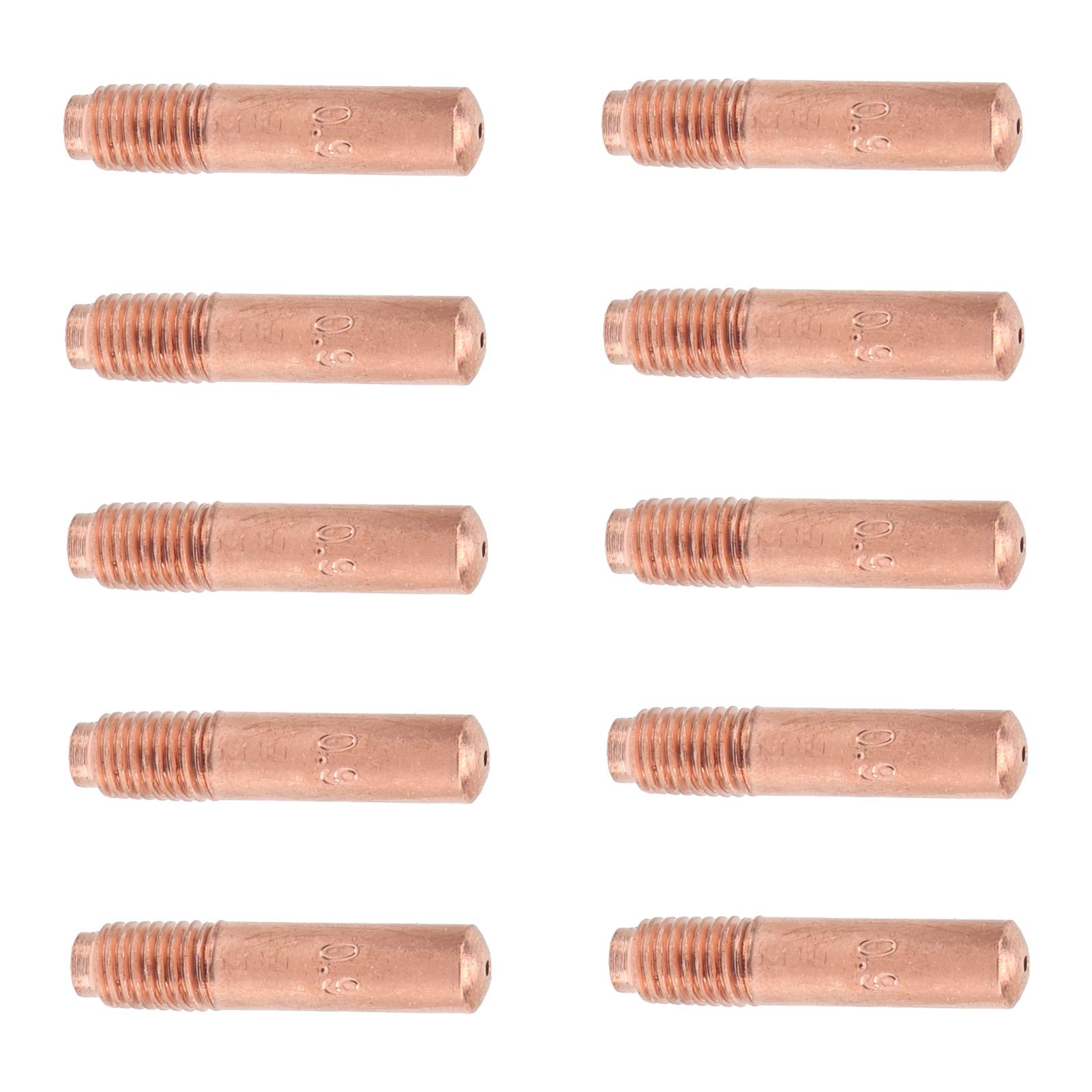 MIG Welding Contact Tip, 0.9mm Conductive Nozzles Small Accessories 10PCS Contact Tips Copper Welding Contact Tips for Welding