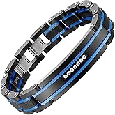 Holizaly Men's Bracelet Men's Stainless Steel Bracelet, Link Bracelet Gold Black and Blue Ion Plated Black with Box